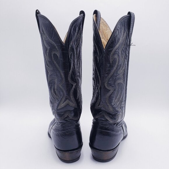 Nocona Boots Black Leather Snip Toe Western Cowboy Boots Pull On Men's Size 10 - Picture 4 of 9